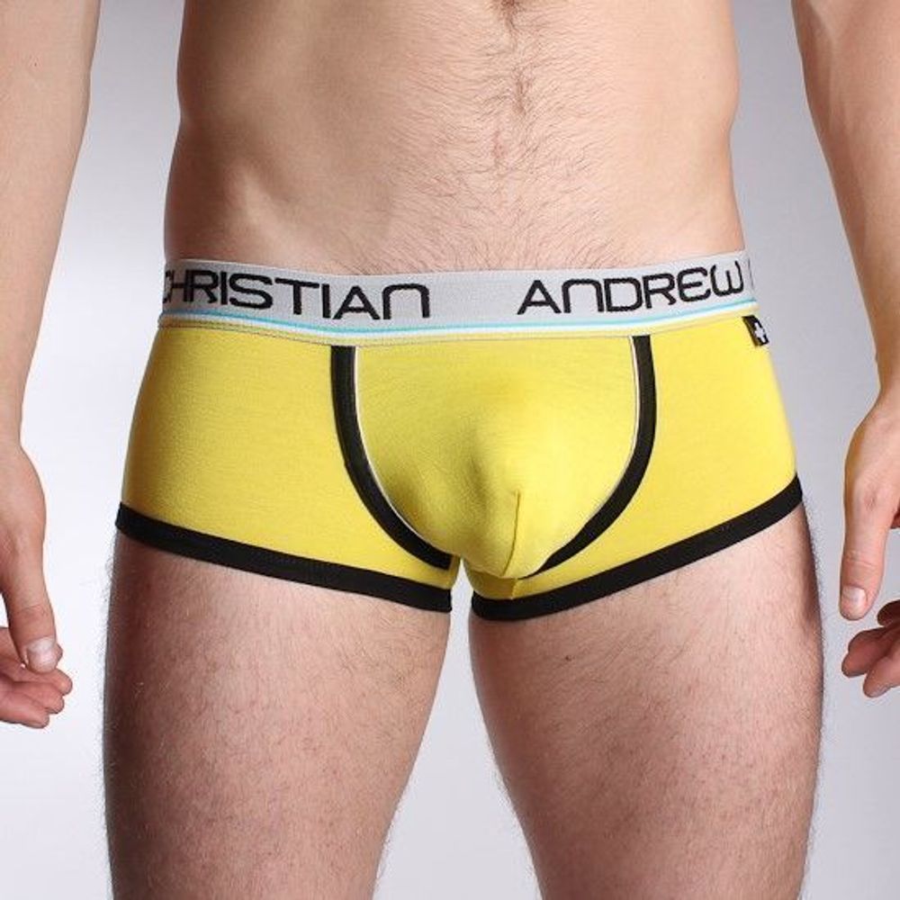 Мужские трусы боксеры желтые Andrew Christian Tighty Whitie Boxer Yellow   17776