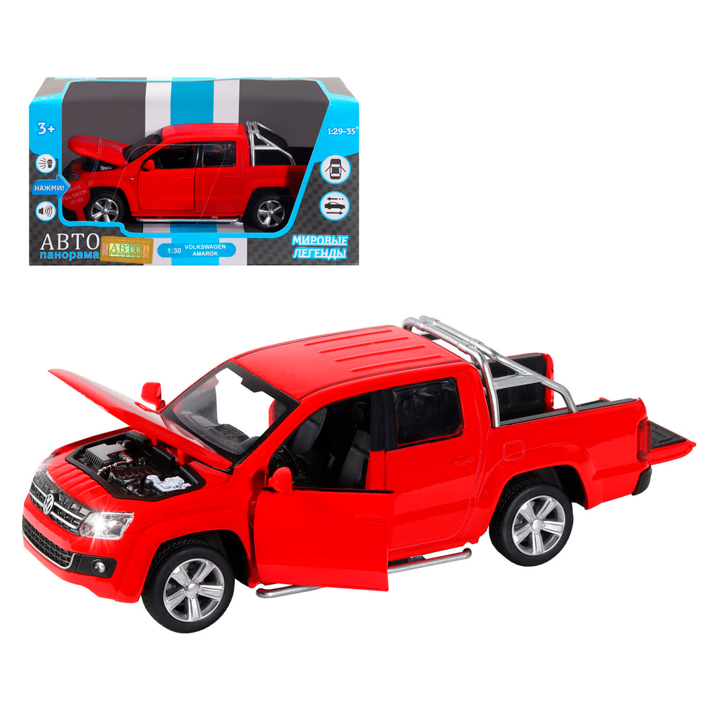 Модель 1:30 Volkswagen Amarok свет, звук, откр. двери, капот и дверка багажника