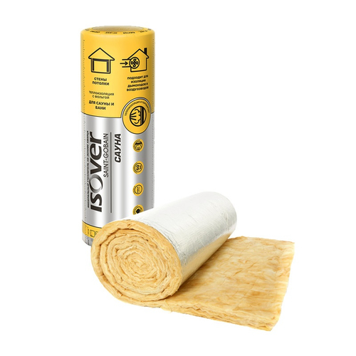 Утеплитель Сауна // рулон 12500х1200х50мм // 15м2/0,75м3 // плотность 11 кг/1 м³ // Изовер (Ветонит)