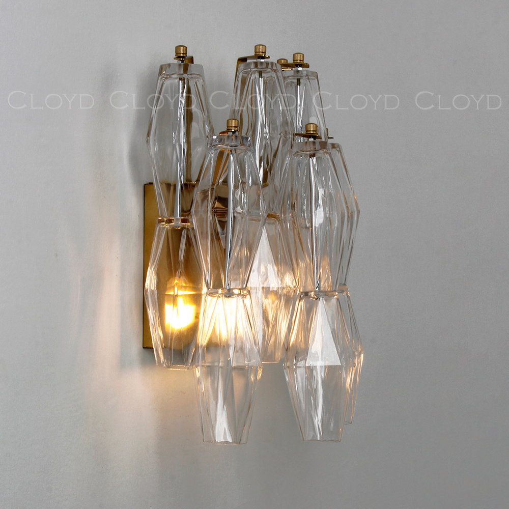 Бра Cloyd CALCUTTA W2 / выс. 37 см - латунь - прозрачн.стекло (арт.20485)