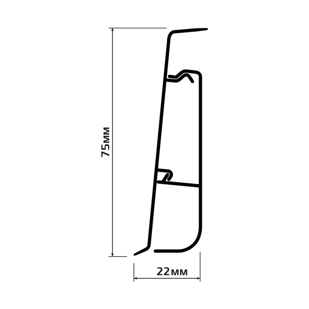 284 ПЛИНТУС "Cezar Hi-Line Prestige" 75*22мм 2,5м с к/к.