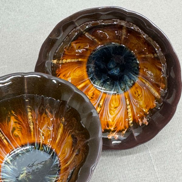 Чашка, керамика в стиле Цзинь Да Чжень, глазурь темная, 50мл