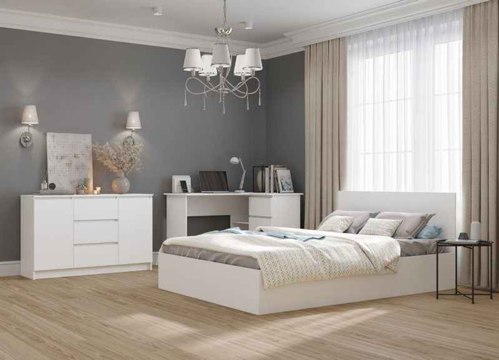 МС Мори Кровать КРМ 1600.1/1 (МП/3) Белый