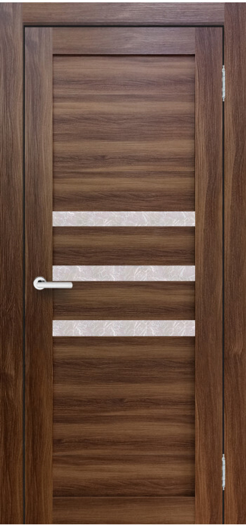 Межкомнатная дверь X-6 / Цвет Орех / Остекление "Гранит прозрачный" / Двери Верда