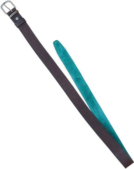 Ремень поясной брючный коричневый 35 мм (кожа/велюр)