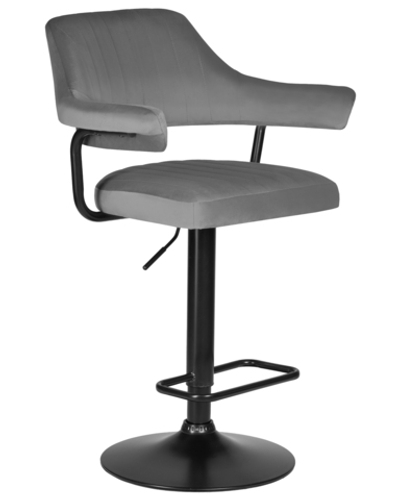 Стул барный DOBRIN CHARLY BLACK, серый велюр (MJ9-75)