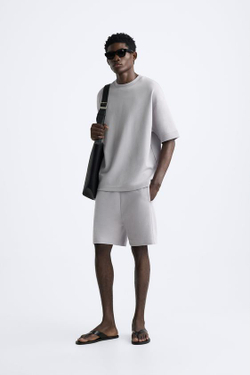 ZARA ШОРТЫ-ДЖОГГЕРЫ ИЗ ПЛОТНОЙ ТКАНИ, СВЕТЛАЯ МАЛЬВА