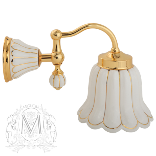 Светильник настенный, плафон керамика  Migliore Olivia ML.OLV-60.631.BO.DO Белый/декор золото/зол.