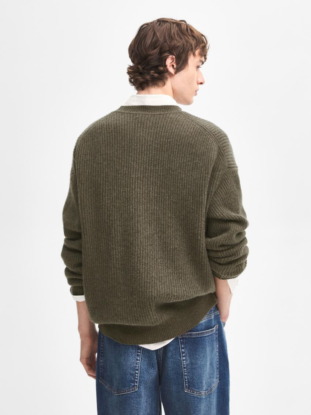 Massimo Dutti Свитер из 100% кашемира, зеленоватый