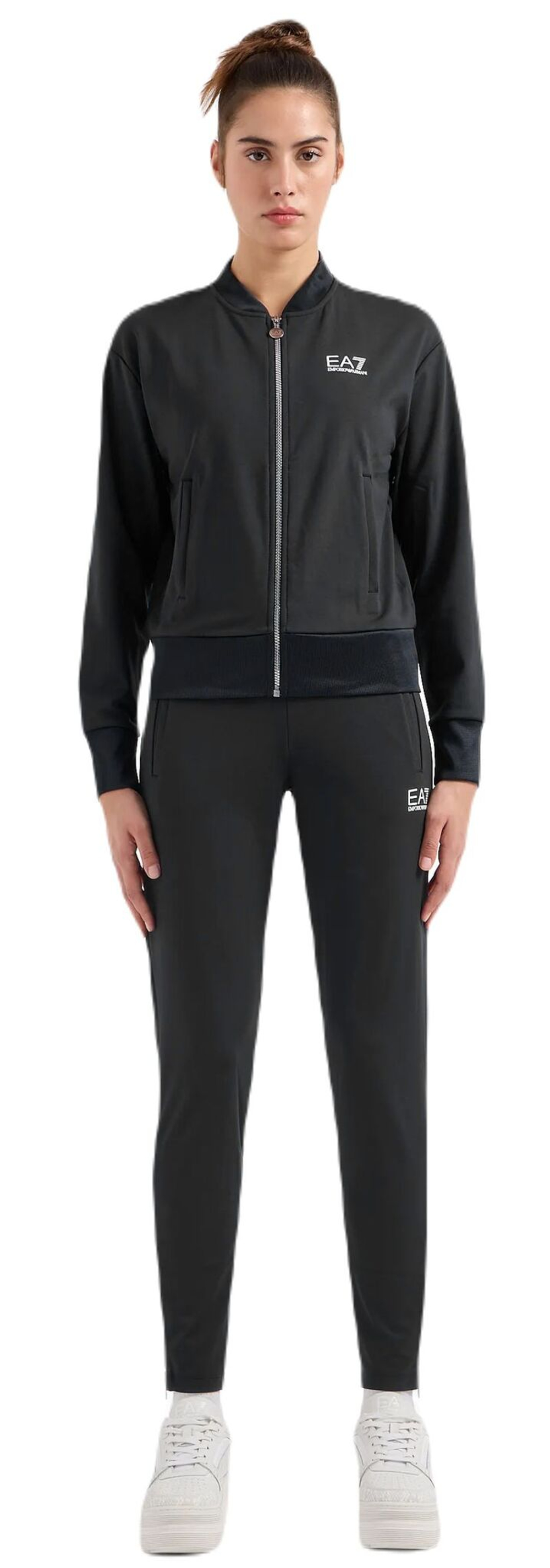 Женский теннисный костюм EA7 Woman Jersey Tracksuit - черный