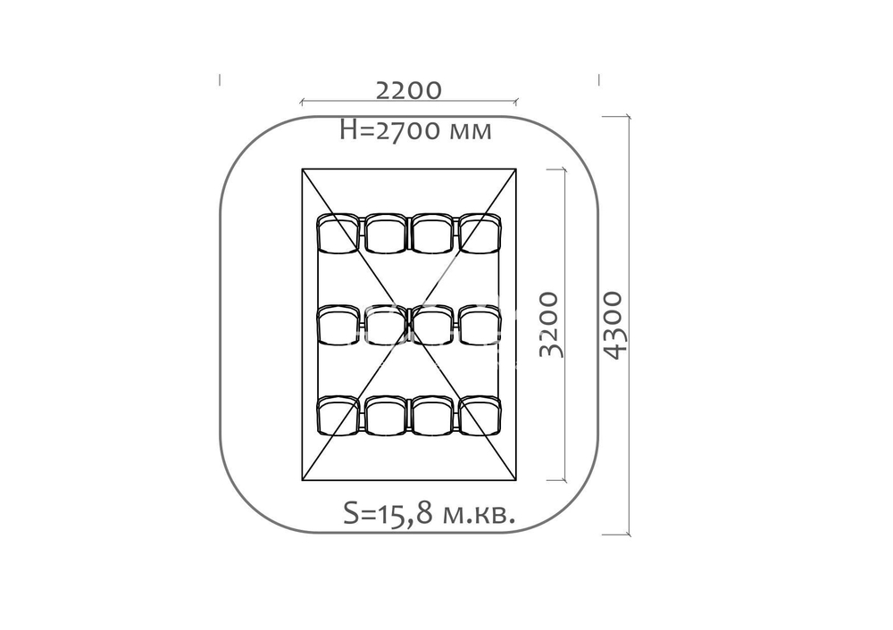 Трибуна с навесом на 12 посадочных мест 41104