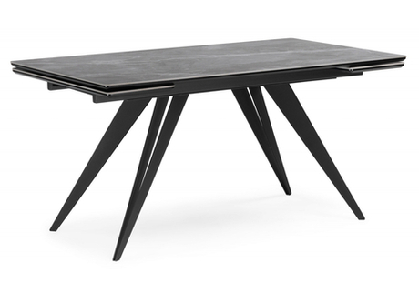 Керамический стол Woodville Дарвин 140(200)х80 серый мрамор larka grey, черный, ножки черные