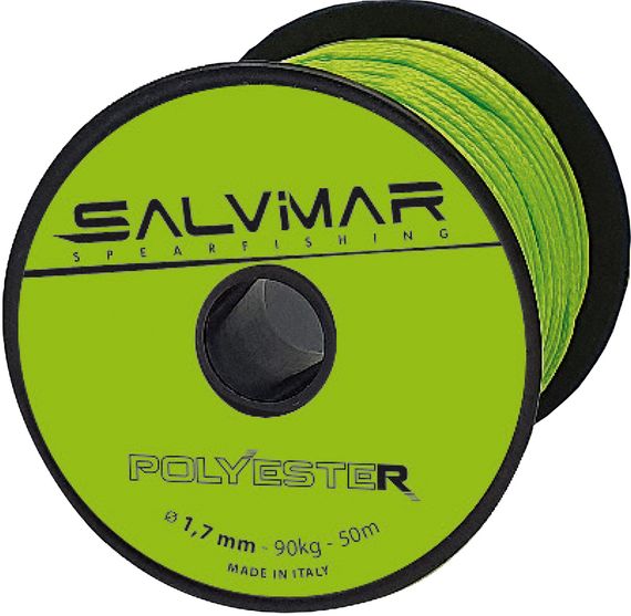 Линь Salvimar Polyester ядовито-зеленый ø1.7 мм 90 кг 1 метр (в катушке 50 м)