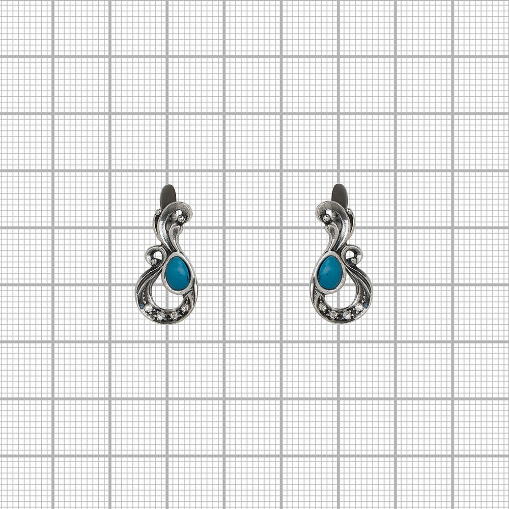 "Плезир" серьги в серебряном покрытии из коллекции "Самоцветы" от Jenavi  с английским замком