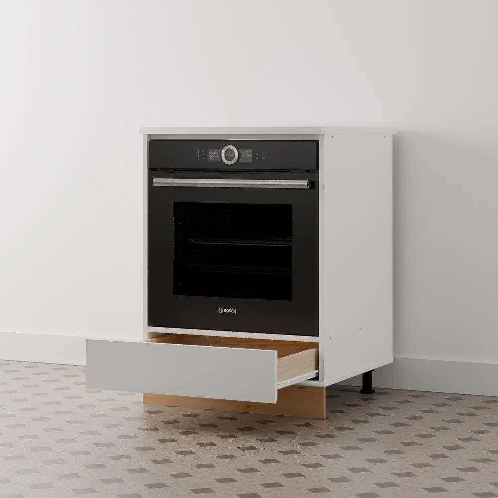 Кухонный модуль напольный под духовой шкаф 60 см Виола со столешницей, на ножках, белый