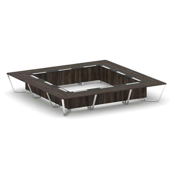 Steel Meet Стол переговорный квадратный MMK-PR.B.SP-24K Дуб Мали/Графит Глянец/Нержавеющая Сталь/Хро