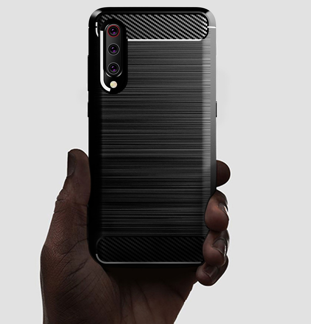 Чехол для Xiaomi Mi 9 (9 Pro 5G) цвет Black (черный), серия Carbon от Caseport