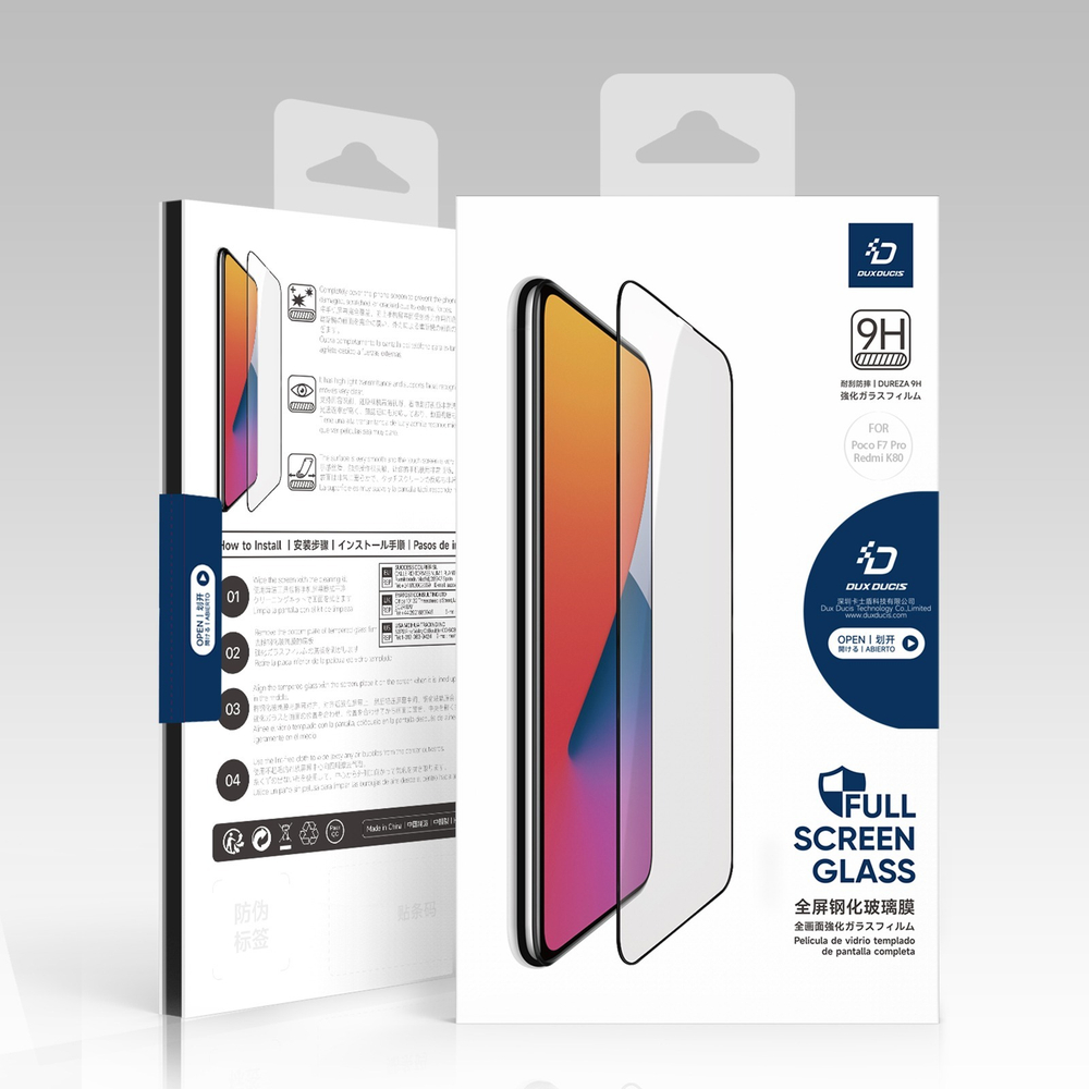 Защитное стекло из закаленного стекла для Xiaomi Poco F7 Pro (Redmi K80), от Dux Ducis серия 9D Full Screen Glass