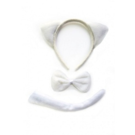 Набор "Кот" Белый (ободок, бант, хвост)