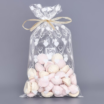 Пакет фасовочный БОПП, «Сердца», для сладостей и подарков, 20×35 см, 9865876