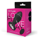 Черная вибровтулка с прозрачным кристаллом и пультом ДУ - 8,5 см. (Цвет: черный)