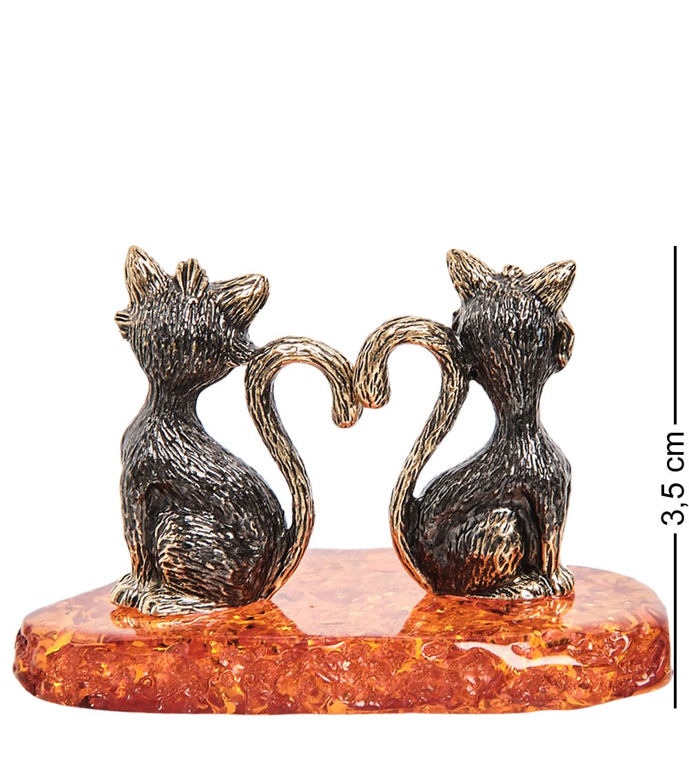 Народные промыслы AM-1975 Фигурка «Мартовские коты» (латунь, янтарь)