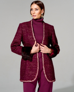 Жакет из премиального твида с меховой отделкой