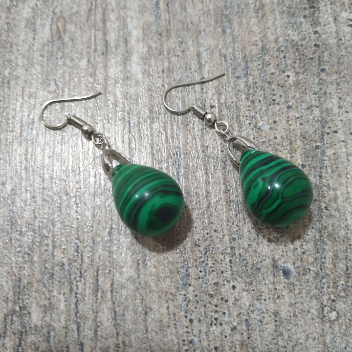 Серьги Малахит форма капля большая