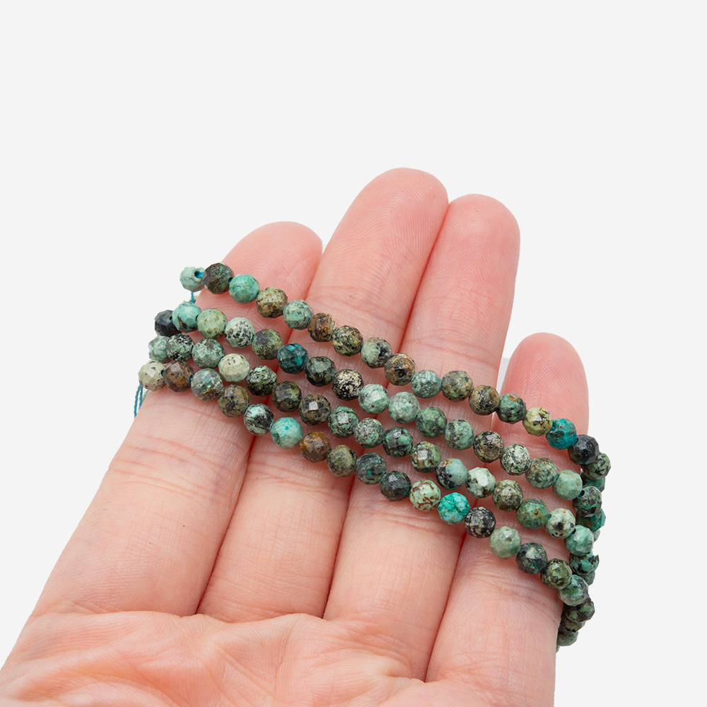 Хризоколла натуральная, 4мм, шар, микроогранка