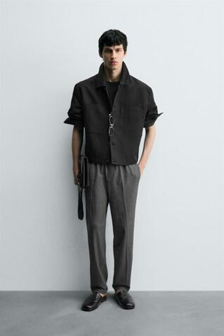 ZARA БРЮКИ-ДЖОГГЕРЫ КОМФОРТНОЙ ПОСАДКИ, ТЕМНО-СЕРЫЙ