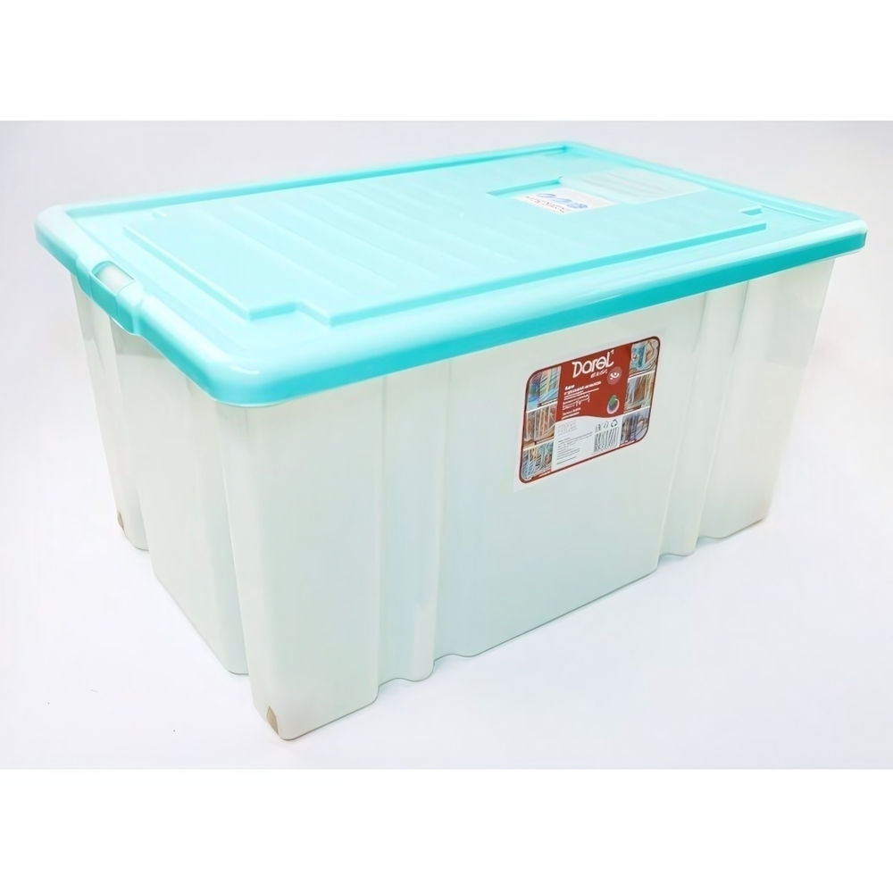Ящик с крышкой DARELBOX 56л на колесах 610*400*310 бирюзовый