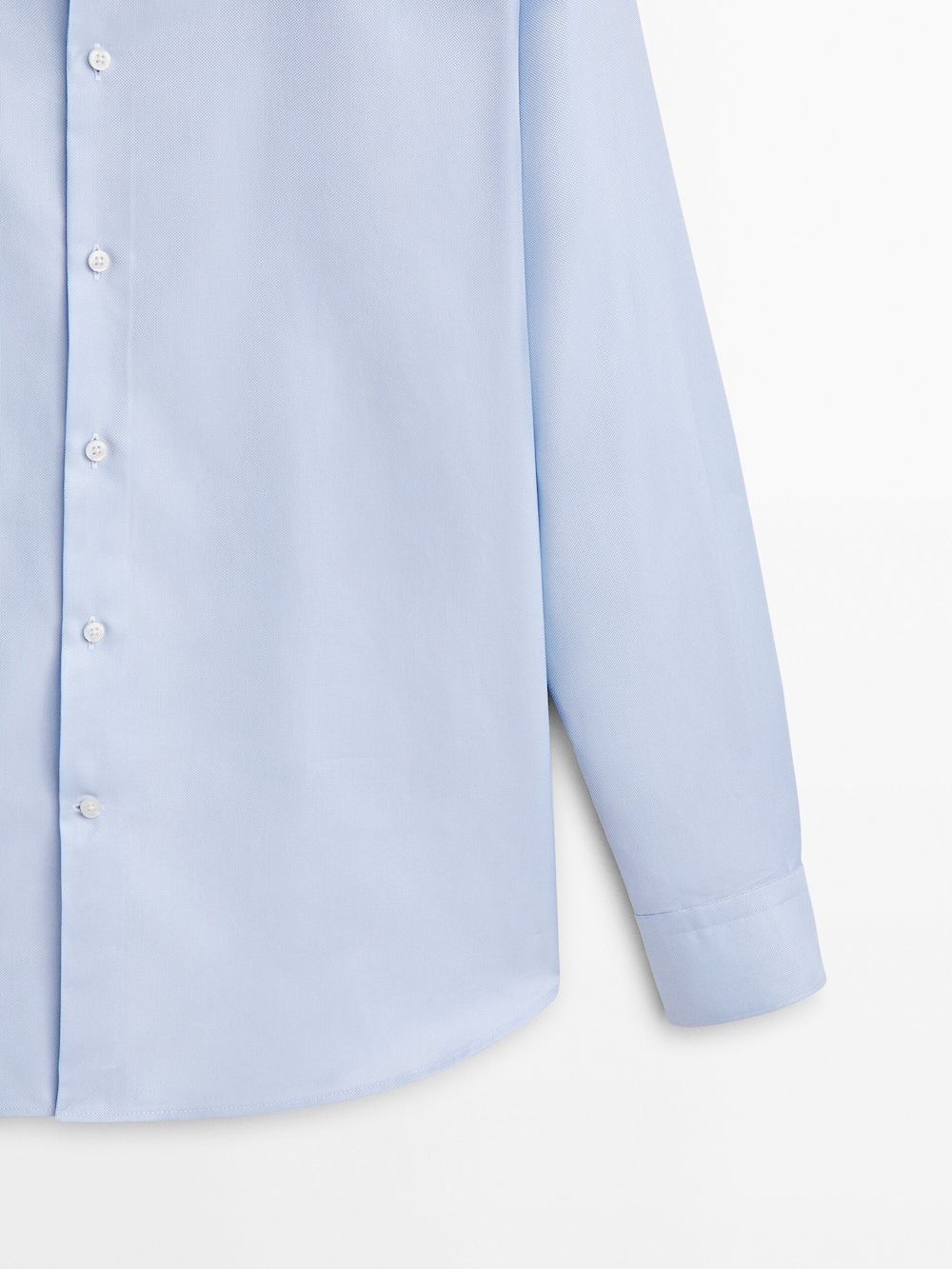 Massimo Dutti Немнущаяся рубашка облегающего кроя из рельефной ткани, небесно-голубой