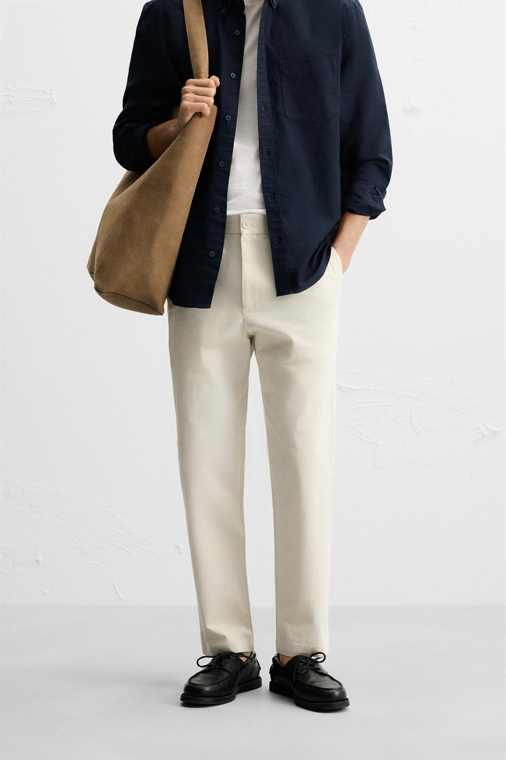 ZARA БРЮКИ ЧИНОС REGULAR-FIT, ЖЕЛТОВАТО-БЕЛЫЙ