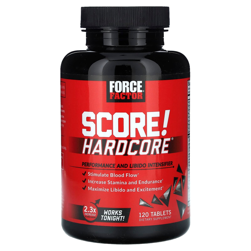 Force Factor, SCORE! Hardcore, средство для повышения производительности и либидо, 120 таблеток