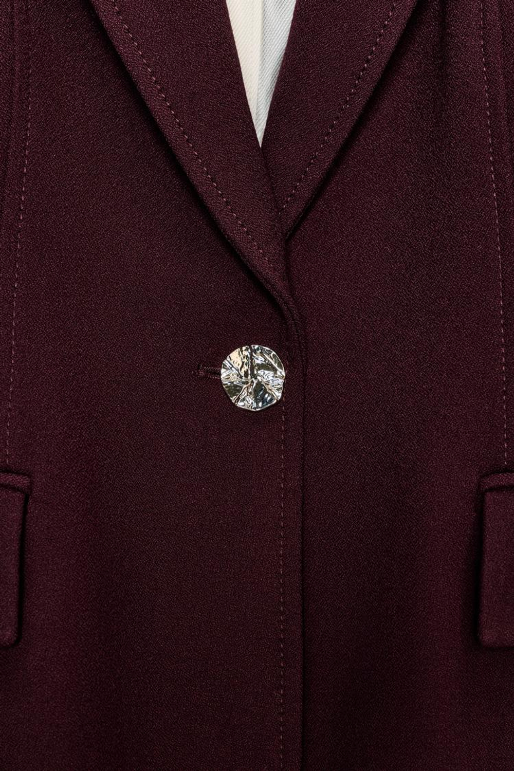 ZARA ПРИТАЛЕННЫЙ БЛЕЙЗЕР С ВЫРАЖЕННЫМИ ПЛЕЧАМИ, БУРГУНДИ