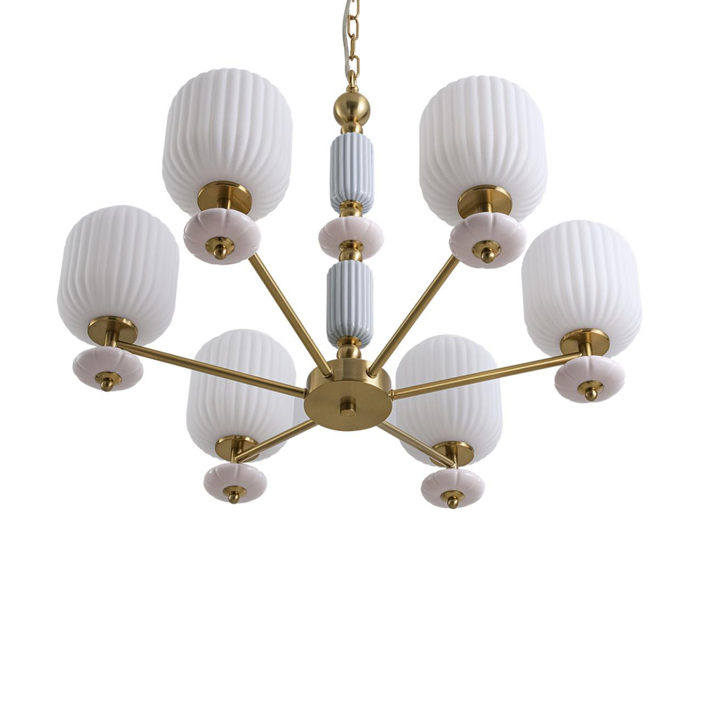 8334/6 MODERNI LN26 033 бронза/белый, металл/керамика/стекло Люстра E27 6*40W 220V ALEGRA