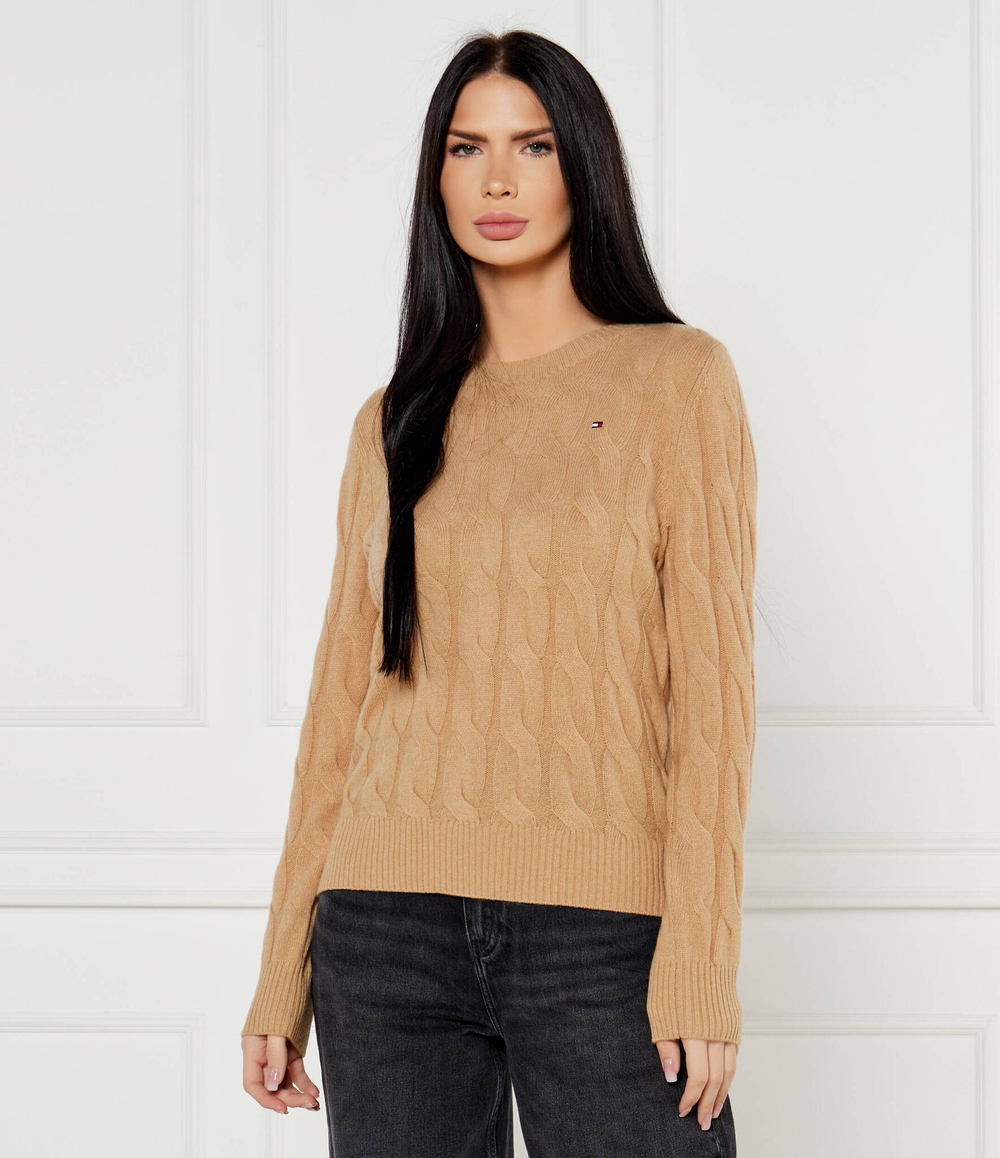 Хлопковый свитер Tommy Hilfiger - бежевый(WW0WW43586)