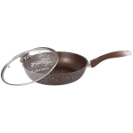 Сковорода 24*6см «Мраморная» (кофейный мрамор) с ручкой и стекл. крышкой смк24603а