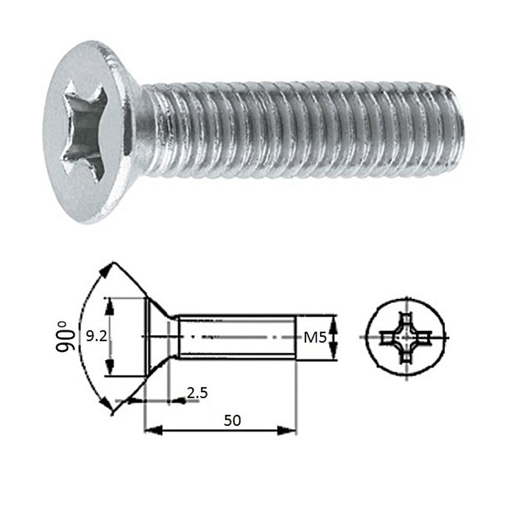 Винт пот.гол M5X 50 нерж.A2 (100 шт)