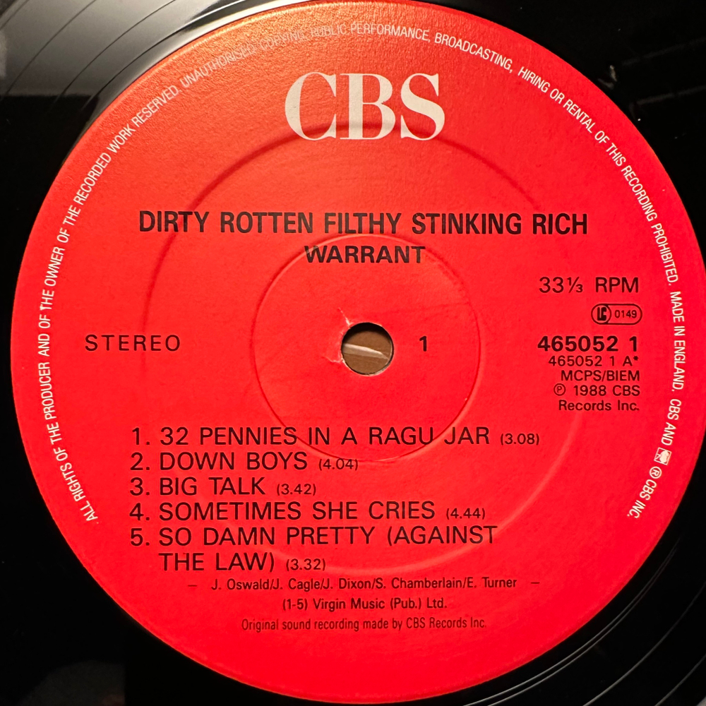 Warrant - Dirty Rotten Filthy Stinking Rich (Англия 1988г.)