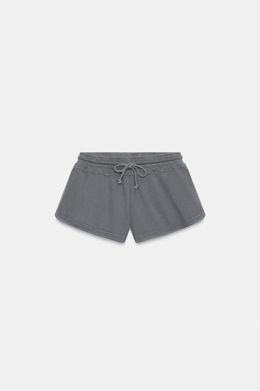 ZARA ШОРТЫ НА ШНУРКАХ С ЭФФЕКТОМ ПОТЕРТОСТИ, СВИНЦОВЫЙ