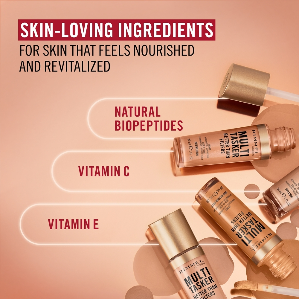Rimmel Multi-Tasker Better Than Filters - Осветляющая основа для выравнивания тона кожи, 30 ml