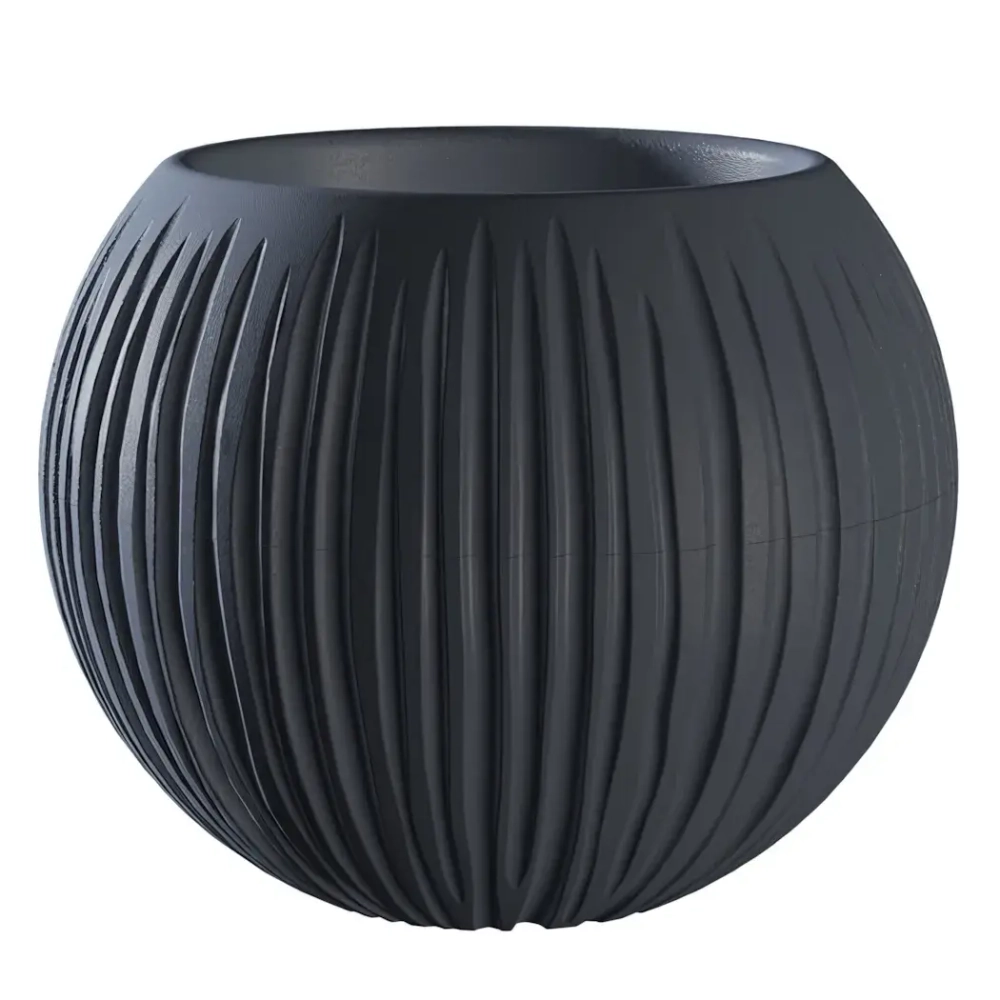 Кашпо для цветов пластиковое 1,7л d-21см «Сфера» Антрацит