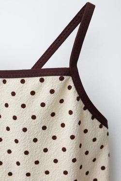 ZARA КУПАЛЬНИК С ТЕКСТУРОЙ И ГОРОШКОМ, ЭКРЮ