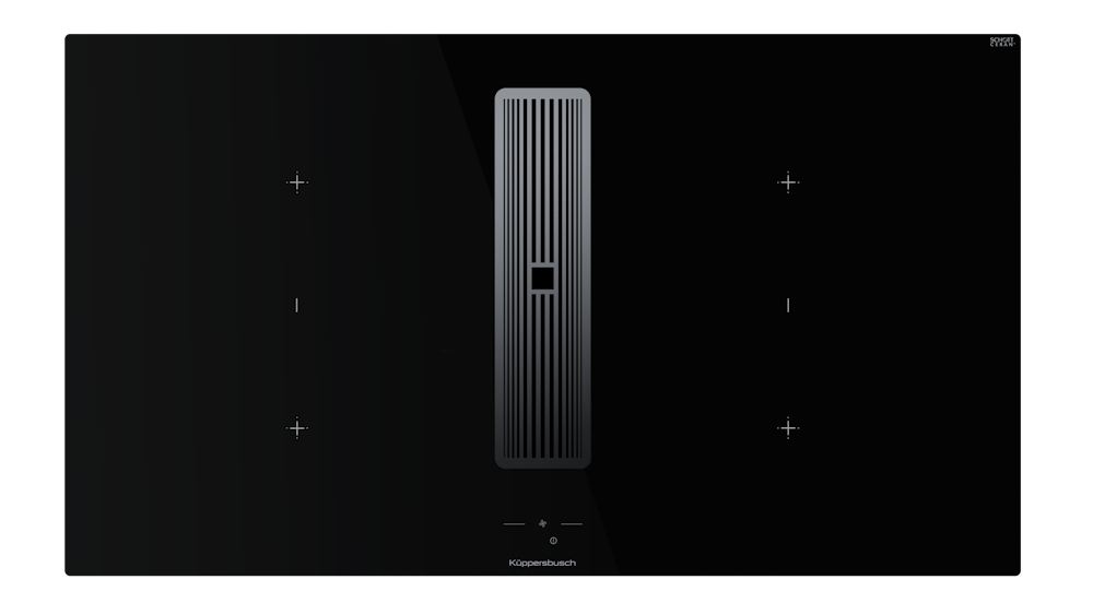 Индукционная варочная поверхность с вытяжкой Kuppersbusch с чёрными ручками KMI 9850.1 SR-S Stainless steel