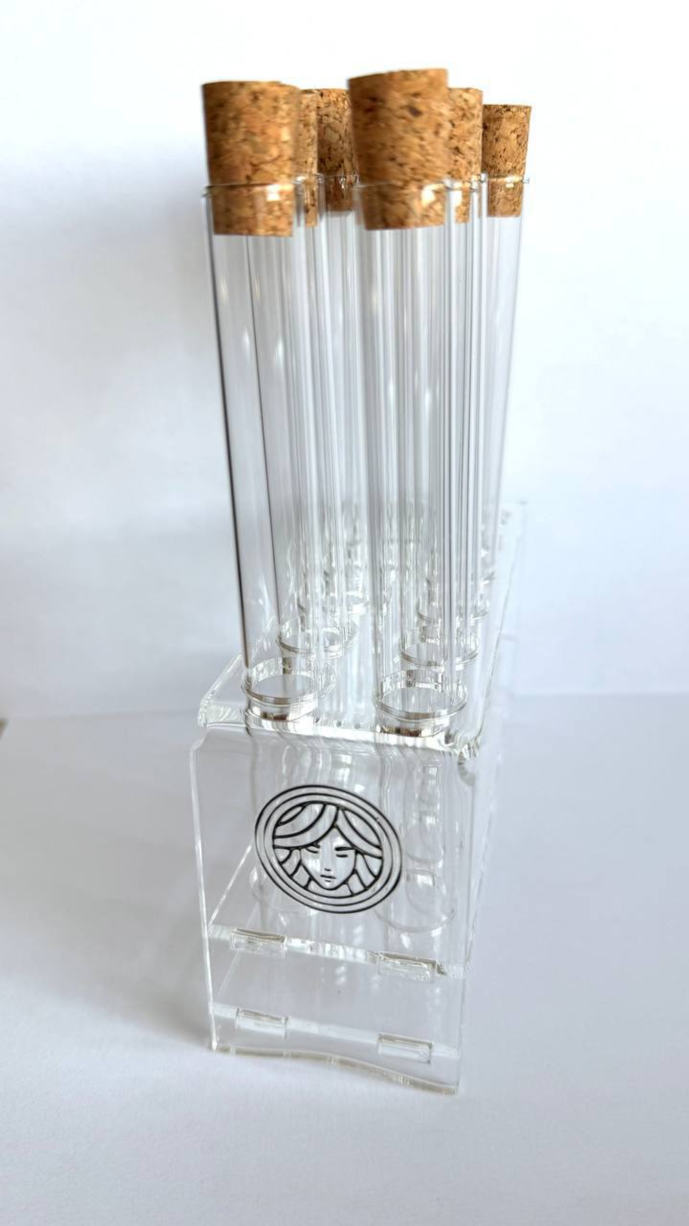 Statyw na probówki + 12 szklanych probówek