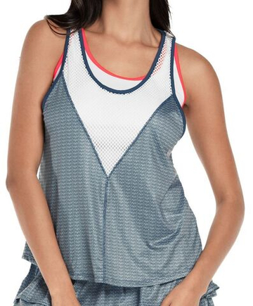 Женский топ теннисный Lucky in Love Palms D'Amour Royal Palm Layer Tank - серый