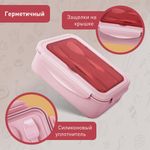 Ланч-бокс контейнер, 2 секции, 3+1 отделения, 1,4 л, ложка, вилка, 7х21х14 см, розовый, JOYLUX (ДЖОЙЛЮКС), 609348