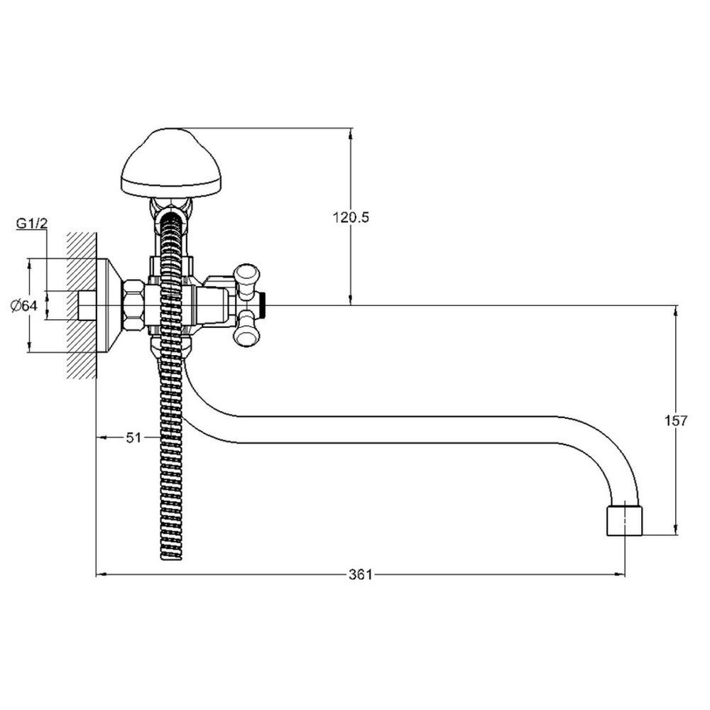 Смеситель для ванны, G.lauf, с кран-буксой, хром, QMT7-A827