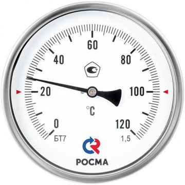 Термометр биметаллический тип БТ-51.211 корпус - 100 мм, G1/2" (сзади), Росма